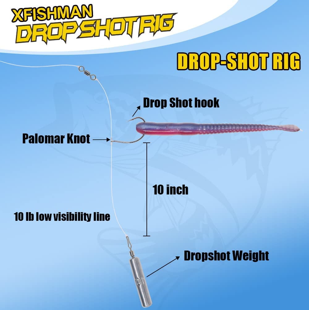 Drop Shot Rigs for Bass Fishing Ready Rig with Hooks and Sinker Weights 
