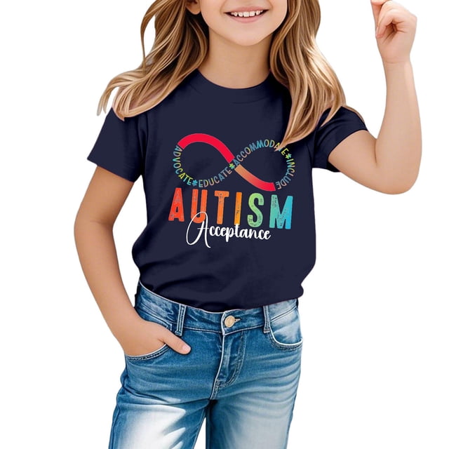 T-shirt Fille Col Ras du Cou Hauts Graphiques Tees Garçons T-Shirts d'Été Shorts de Basketball Enfants 9-10 Ans