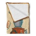 thumbnail image 2 of Retro Soft Flannel Fleece Throw Blanket, Commercial Design of Vintage Truck with Coffee Grinder Old Fashioned, Cozy Plush for Indoor and Outdoor Use, 70" x 90", Cream Orange Grey, by Ambesonne, 2 of 5