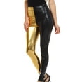 thumbnail image 5 of Sakkas Shiny Liquid Metallic High Waist Stretch Leggings - Made in USA - Black / Gold - S, 5 of 6