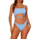 thumbnail image 1 of Conjuntos de bikini deportivos de 2 piezas para mujer, con tirantes ajustables y cordones, trajes de baño, tamaño X-Small, color azul, 1 of 5