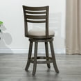 thumbnail image 4 of Cfowner 24" Counter Height Slat Back Swivel Stool, Weathered Gray Finish, Beige Fabric Seat, 4 of 6