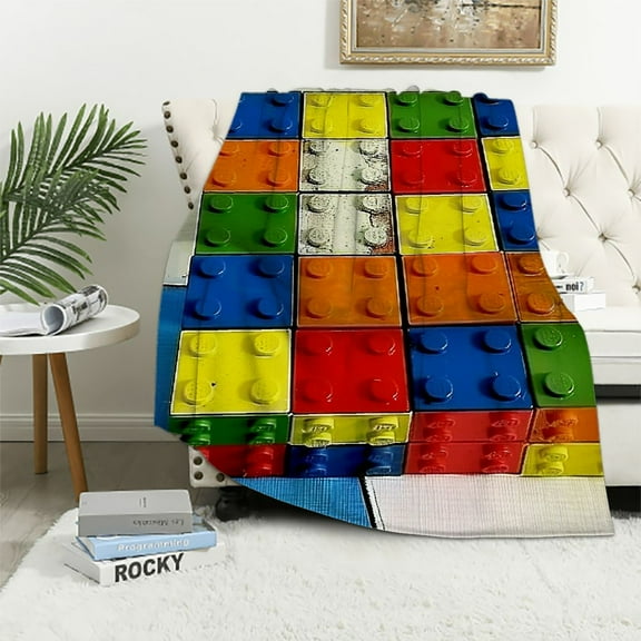 Thermal Insulated Flannel Fleece Throw Blanket, Geometric Rectangle All Season Bed Blanket Fuzzy Blanket for Bed Sofa Couch,Modern Style Bedroom Decor Plush Blanket