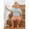thumbnail image 4 of Toddler Baby Boy Girl Easter Outfits Short Sleeve Embroidery Rabbit Carrot T-shirt Plaid Shorts 2Pcs Spring Summer Clothes Set 0-5T, 4 of 8