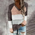 thumbnail image 1 of MKLEKYY Pull Duveteux pour Femmes Mode Femmes Décontracté Patchwork Col Rond Manches Longues Pull Blouse Tops, 1 of 1