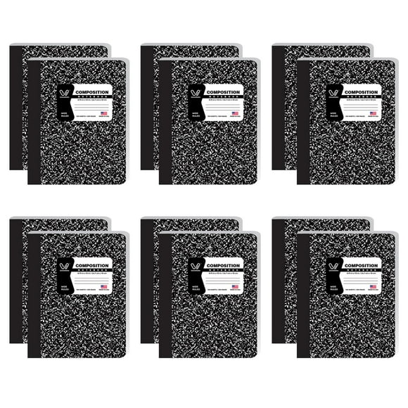 Cuadernos de composición Woodlake con rayas anchas, 200 páginas, paquete de 12