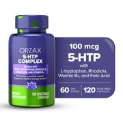 ORZAX 5-HTP with L-Tryptophan & Rhodiola, Support Mood & Stress Management, 120 Vegetable Capsules