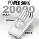 thumbnail image 2 of Power Bank Pila Batería Recargable Kimhi Cargador Inalambrico 20,000mah Carga Rapida Portatil Color Verde Con 4 Cables Y 2 Puertos Usb Cargador Para Celular Tablet Banco De Energia Pantalla Led, 2 of 6