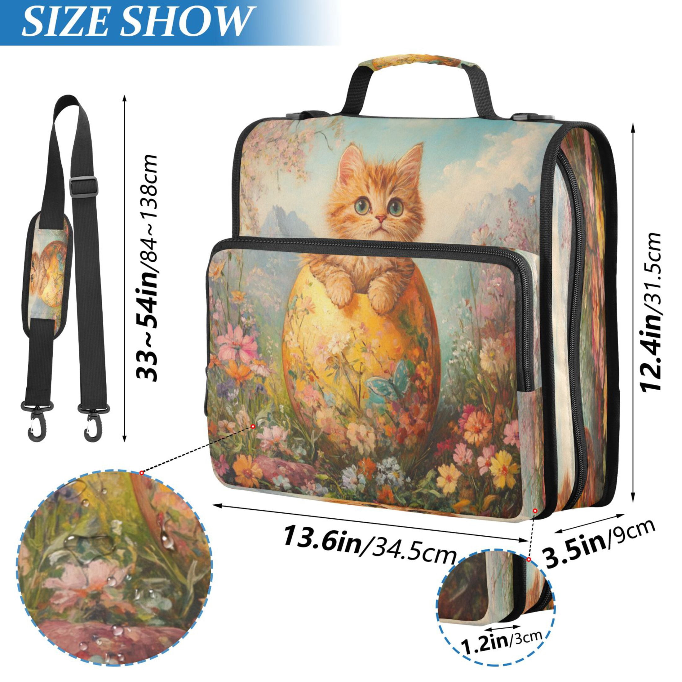 YAZAOO Zipper Binder trapper keeper Documents Organized Design Whiskered Wonder in Bloom Printed