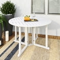 thumbnail image 1 of CorLiving Miramar Solid Hardwood Outdoor Drop Leaf Collapsible Round Dining Table with Slat Top, White, 1 of 9