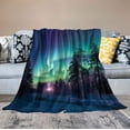 thumbnail image 2 of COMIO Throw Blanket Warm Fuzzy Plush Blanket Flannel Bed Blanket Northern Lights (Aurora Borealis) Snow Forest Lightweight Blanket Throw for Sofa Bed Couch Colorful, 2 of 6