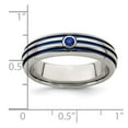 thumbnail image 2 of 6.00mm Titanium Bezel Polished Triple Groove Blue Anodized and Sapphire Ring Size 9.5 Ring for Women, 2 of 2