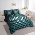 thumbnail image 3 of Manfei Neon Dense Holes Bedding Comforter Set 7 Pieces,Geometric Geometry Hexagon King Bedding Sets,Green Gray Bed Sheets,Breathable Bedroom Decoration Reversible, 3 of 7
