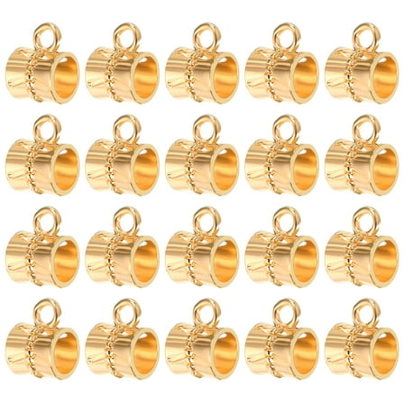 200Pcs Bail Beads Charm, Loose Spacer Beads Pendants Bulk Mini Hanger Column Charm for Jewelry Making, Golden