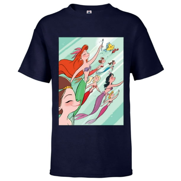 Disney Princess Ariel And Her Sisters Short Sleeve T Shirt For Kids Customized Athletic Navy Walmart Com