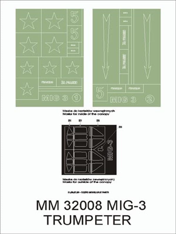 Montex Mini Mask 1:32 MiG-21 MF for Trumpeter Kit Spraying Stencil #SM32019 