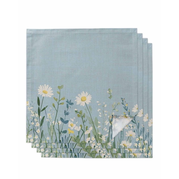 Hokiten Kitchen Dinner Napkins Set of 4 Botanical Blue Green Cloth Napkins Reusable Washable Table Napkins for Weddings Cocktail Parties Holiday Table Decor 20x20 Inch