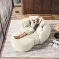 thumbnail image 6 of Wiilayok 50" W Oversized Chaise Lounge Chair Indoor with Ottoman,Thickened Backrest Round Reading Sofa Couch with 5 Pillows for Living Room, Beige, 6 of 9