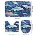 thumbnail image 3 of Blue Whale Cute Cartoon Shower Curtain 4 Piece Set with Non-Slip Rugs Toilet Lid Cover And Bath Mat Vintage Sea Life Nautical Whale Waterproof Durable Bathroom Decor Shower for Bathroom Decor, 3 of 8