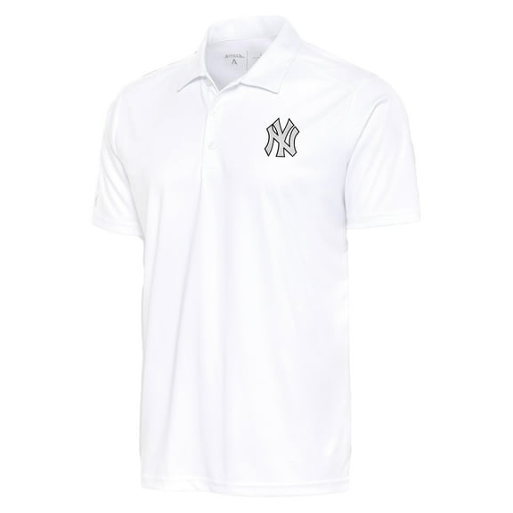 Men's Antigua White New York Yankees Metallic Tribute Polo
