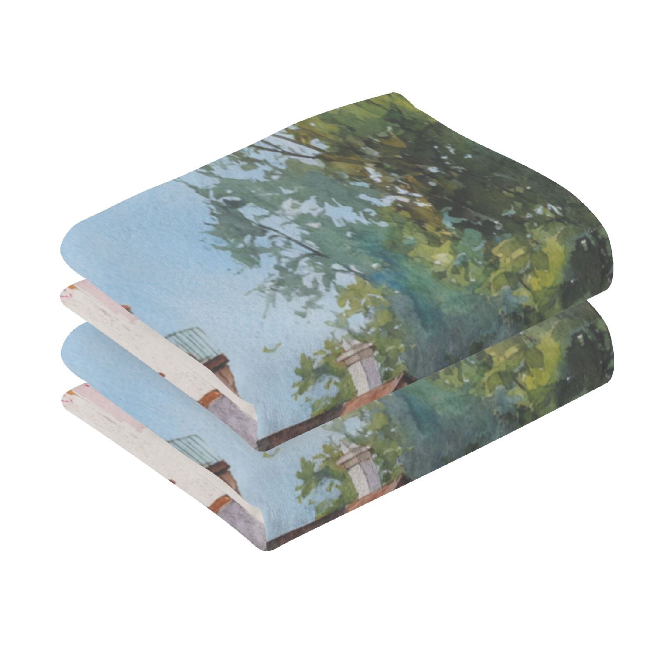 2 Pieces of Cotton Towel Face Towel Set Hand Towel Bath Towel Cotton Bath Towel Sets Lighthouse Brown Roof