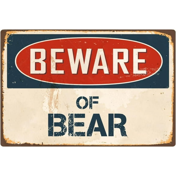 Beware Of Bear 1 8” x 12” Vintage Aluminum Retro Metal Sign VS042