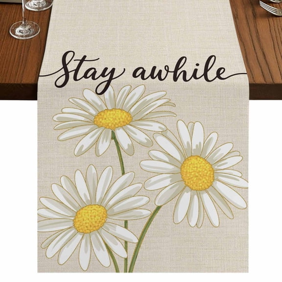 Table Runners 90 Inches Long Dress Scarves, Daisy Flower Farmhouse Coffee/Dining/Kitchen Table Runner for Living Room, Vintage Farmhouse Country Floral Plant 13x90 Inch