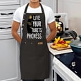 thumbnail image 3 of 2 Pack Adjustable Bib Apron with Pockets - Stylish Black Apron with ' LIVE YOUR TIGRES PHONES ' Design Perfect for Cooking & Chefs, 3 of 5