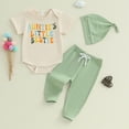 thumbnail image 2 of CAUYDY Newborn Clothes Baby Boy Layette Set Romper Pants Warm Hat 3-Pieces Infant Shower Gift Preemie Fall Winter Spring Summer Pjs Set (Sizes 0-3 Months,Green), 2 of 7