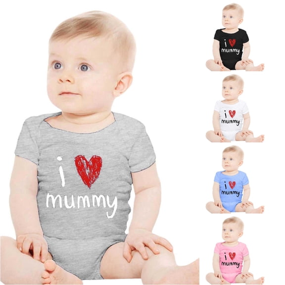 Baby Girls Boys Short Sleeve Letter Prints Romper Bodysuits Clothes