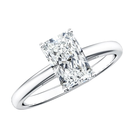 Rosec Jewels IGI Certified 2 Carat Radiant Cut Diamond Ring Engagement - Diamond Solitaire Ring - E-VS1 Quality 14K White Gold US 12.00