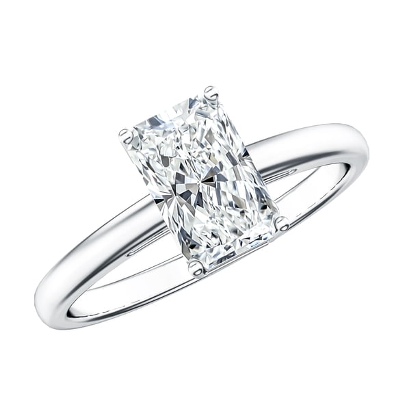 Rosec Jewels IGI Certified 2 Carat Radiant Cut Diamond Ring Engagement - Diamond Solitaire Ring - E-VS1 Quality, 925 Sterling Silver, US 4.00