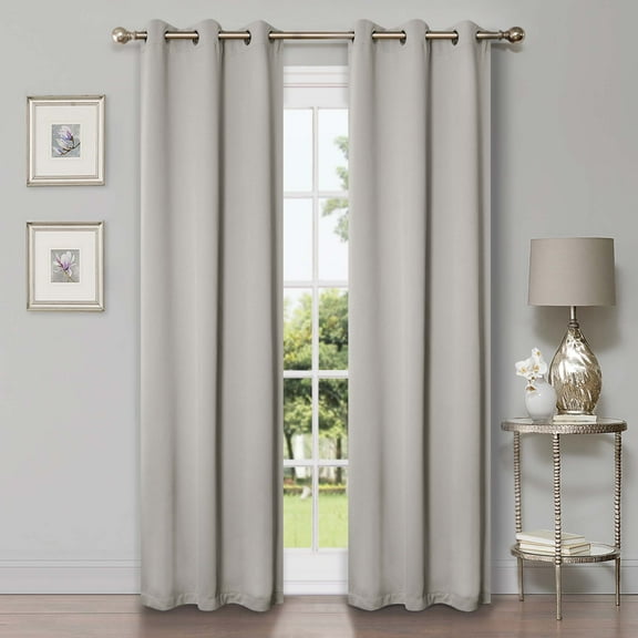 Superior Blackout Solid Light Filtering Grommet Curtain Panel Set, 42"X 96", Chrome