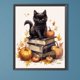 thumbnail image 1 of Pintura de diamante 5D DIY, taladro redondo completo, Kit de gato de Halloween, decoración del hogar, 40x50cm, 1 of 9