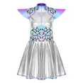 thumbnail image 3 of Choomomo Women's Space Alien Dress Rave Outfits Astronaut Gradient Sequin Metallic A-line Mini Dress Silver XXL, 3 of 6
