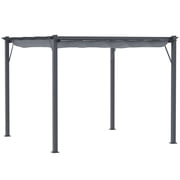 Outsunny 9'10 x 9'10 x 7'3.75 Gray Aluminum Pergola with Retractable Water-Resistant Shade Canopy