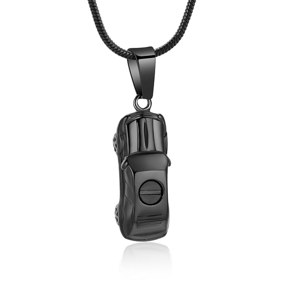 Stainless Steel Car Locket Urn Pendant Memory Necklace for Cremation Ashes of Loved One Memorial Jewelry