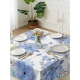 thumbnail image 3 of Blue Watercolor Floral Suqare Tablecloth - 54 x 54 Inch, Spring Flower Abstract Art Waterproof & StainResistant Tablecloth, Washable Oil-proof Table Cover for Dining/Party/Wedding/Camping/Buffet, 3 of 9