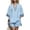 Sky Blue, variant on Delconic Women Bohemian Print V Neck Short Sleeve Top and Split Hem Shorts Two Piece Summer Set for Casual and Daily Wear Brown L