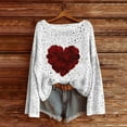 thumbnail image 2 of Knit Long Sleeve Shirts Women Heart Sweater Valentine Gift for Her Fall Clothes, 2 of 3