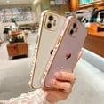 thumbnail image 4 of Phone Cases for iPhone 11 6.1" Cute Cases Plating Love Heart Side Print Design Luxury Screen Camera Protection Anti-Fall Shockproof Soft TPU Bumper Electroplated Silicone Cover, 4 of 11