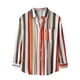 thumbnail image 1 of Camisas Para Hombre Manga Larga De AlgodóN Camisa informal de otoño con estampado de rayas para hombre Blusa informal de manga larga con cuello vuelto (Orange, XL), 1 of 7