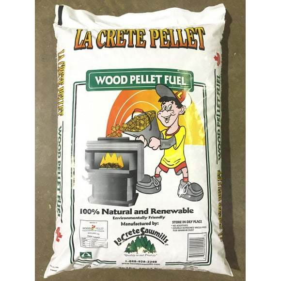 Granules de combustible de chauffage au bois résineux, sac de Grand, La Crète. Granulés de combustible de chauffage.