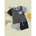 thumbnail image 3 of Qtinghua 2Pcs Infant Toddler Baby Boy Girl Summer Outfits Short Sleeve Contrast Color Tops and Shorts Clothes, 3 of 9