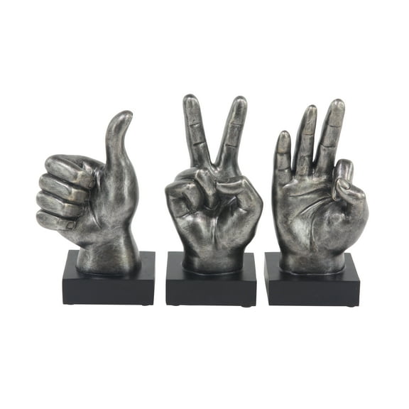 5"W, 11"H Dark Gray Polystone Hands Sculpture, by DecMode (3 Count)