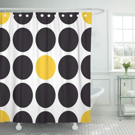 Yellow Bathroom Curtains KSADK Gray Abstract Pattern with Black and Yellow Polka Dots on Autumn Baby Big Dark Bathroom Shower Curtain 60x72 inch ()