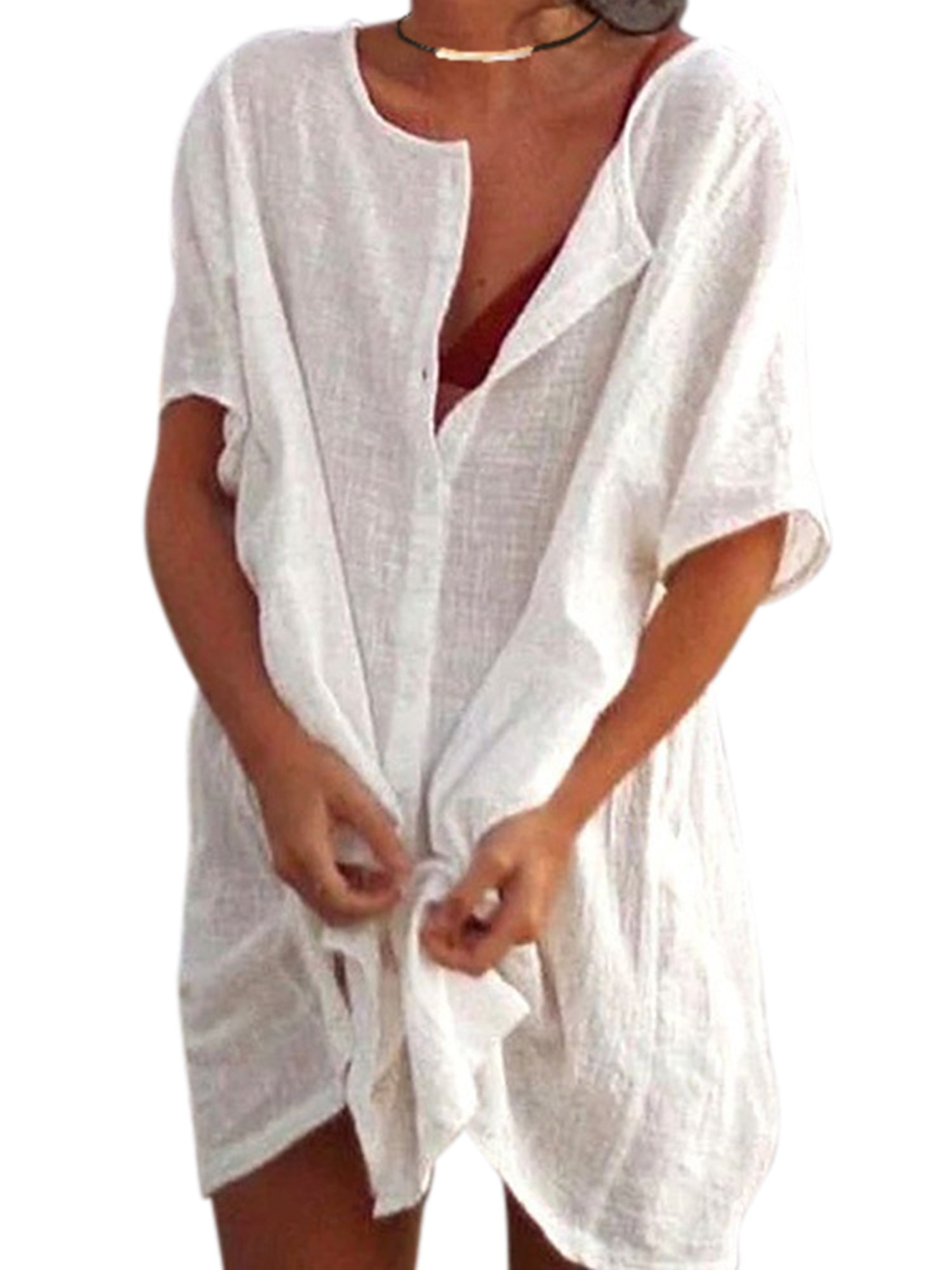S-5XL Women Summer Cotton Linen Sleeveless Pocket Party Casual Beach Tops Dress 