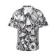 thumbnail image 1 of Balery Monochrome Botanical Illustration Camisas hawaianas de manga corta para hombre, camisas playeras de corte holgado, camisas de vacaciones con botones,3X-Large, 1 of 7