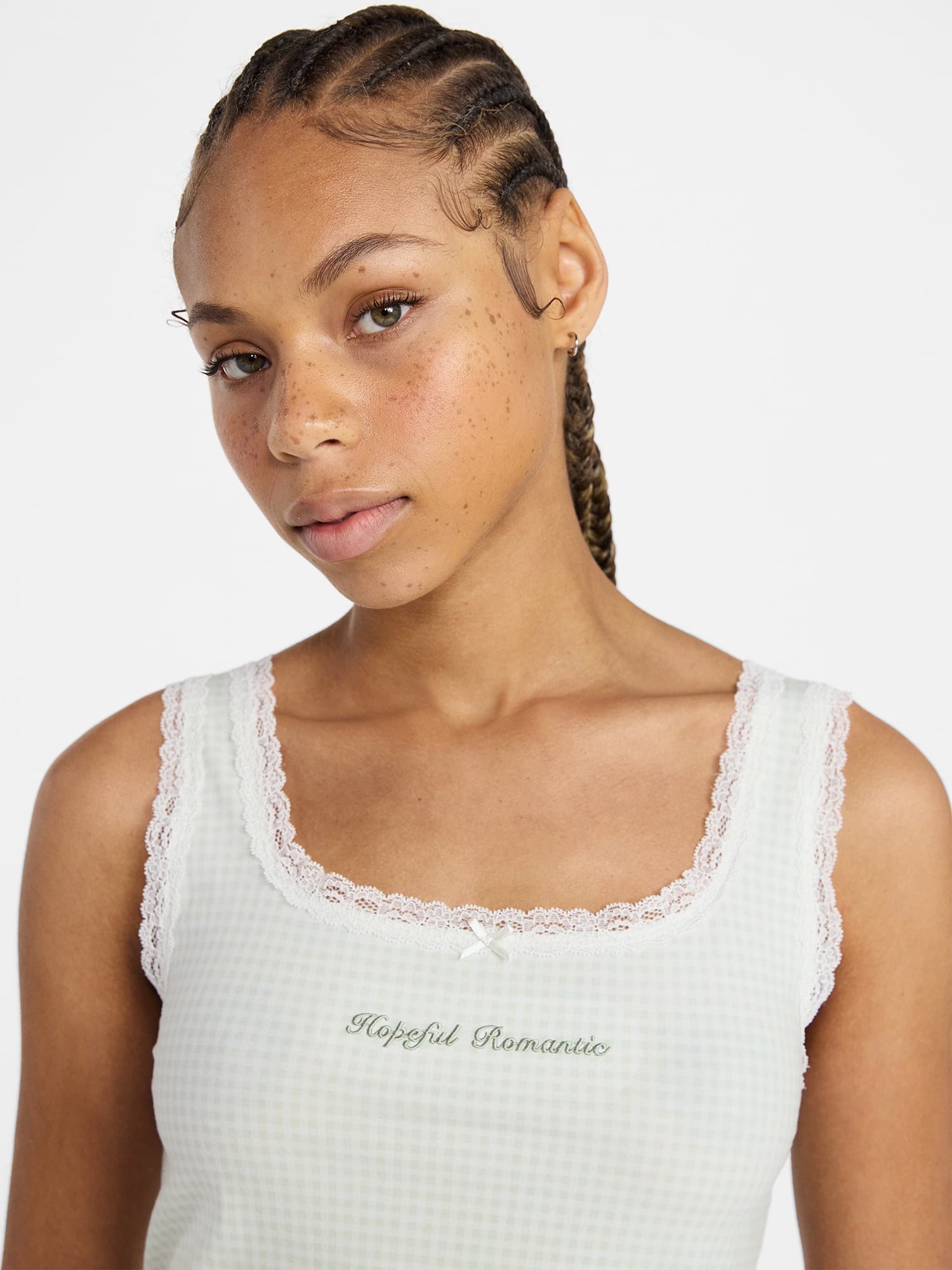 No Boundaries Lace Tank Top and Capri Pants Sleep Set, 2-Piece, Women's XXS-3X