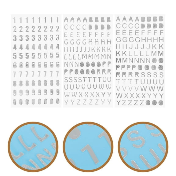KAKOWELY 6Pack Cursive Letter Stickers for Scrapbook and Phone Case in Silver Color